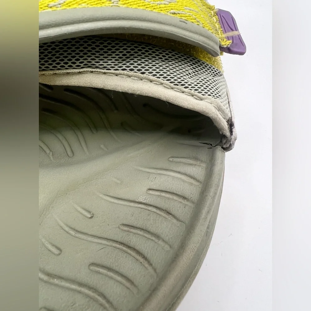 Hoka One One, Ora Luxe, Men’s Grey w/Yellow‎ & Purple Slide Sandals- Size:12